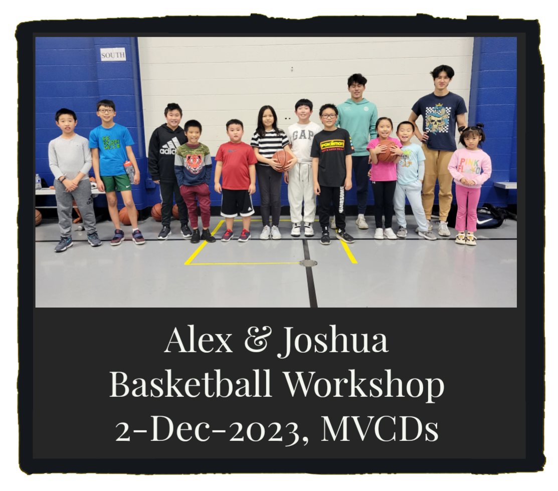 Children lined up in a gym at the Alex and Joshua basketball workshop, dated 2 December 2023 at MVCDS.